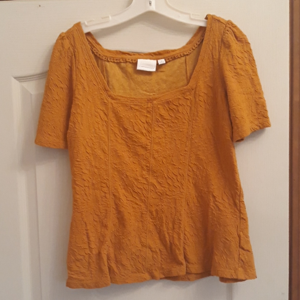 Ettiwa By Anthropologie Square neck textured shirt